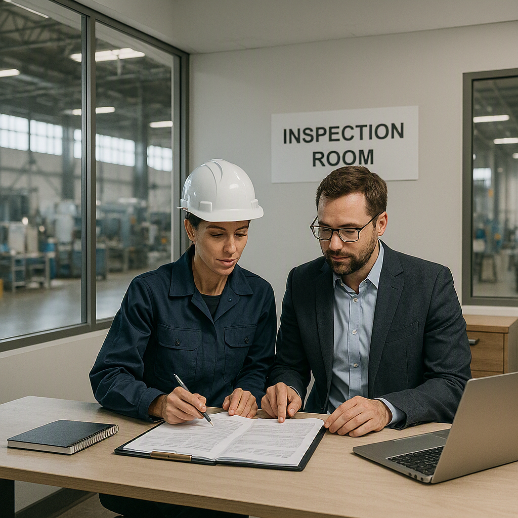 AIU auditor conducting a factory capability evaluation audit with factory management team